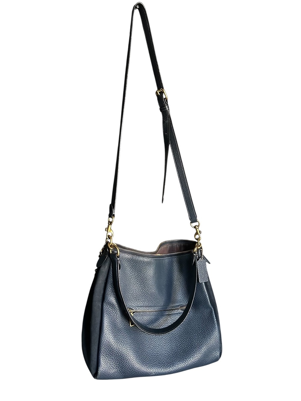 Coach Navy Pebbled Leather Shoulder Crossbody Bag F6093